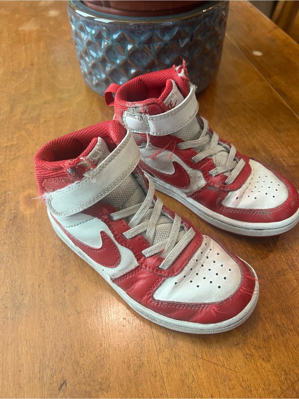 Nike Court Borough Mid 2 Toddler High Top Sneakers Red White Size 11.5C